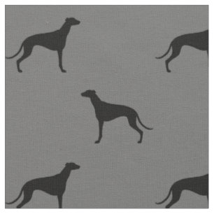Tissu Motif de silhouettes de chien de lévrier gris et