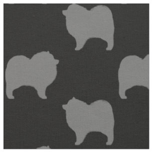 Tissu Motif de silhouettes de Keeshond