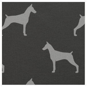 Tissu Motif de silhouettes de Pinscher de dobermann