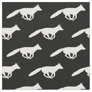 Tissu Motif de silhouettes de renard blanc Faune