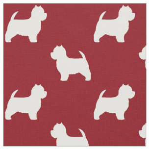 Tissu Motif de silhouettes de Terrier blanc de montagne
