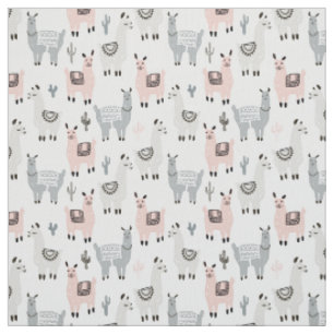 Tissu Motif de sourire de lamas