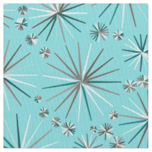 Tissu Motif de Spoutnik de la moitié du siècle, bleu des