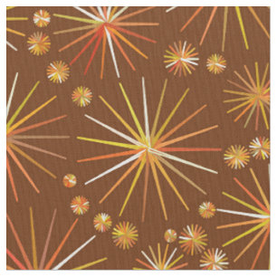 Tissu Motif de Spoutnik de la moitié du siècle, brun