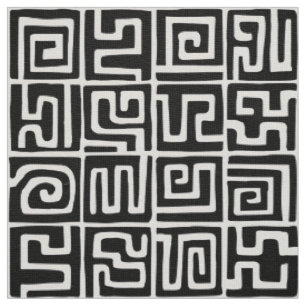 Tissu Motif de style Kuba 071019 - Noir et blanc