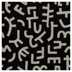 Tissu Motif de style Kuba 121019 - Blanc et noir
