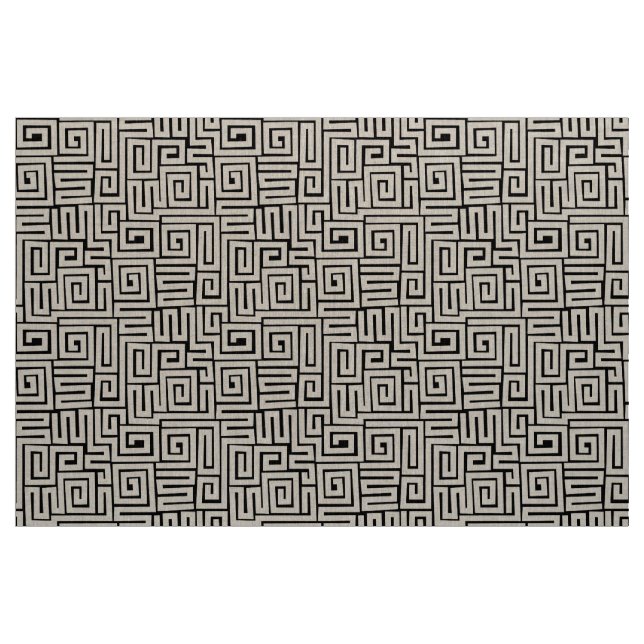 Tissu Motif de style Kuba 280922 - Blanc sur noir (Yard)