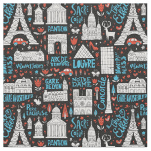 Tissu Motif de symboles de la France