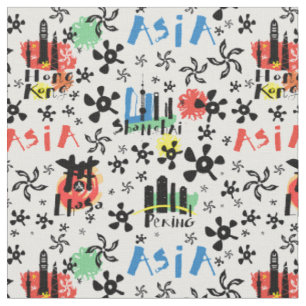Tissu Motif de symboles de l'Asie