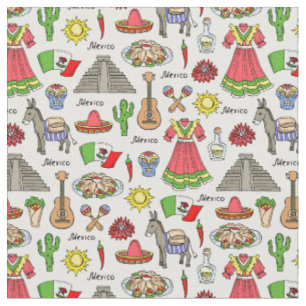 Tissu Motif de symboles du Mexique  