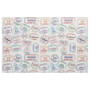 Tissu Motif de tampon de passeport Imprimer