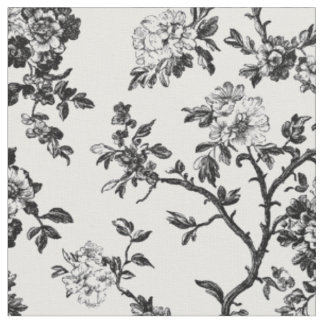 Tissu Motif de toile de branche florale noire