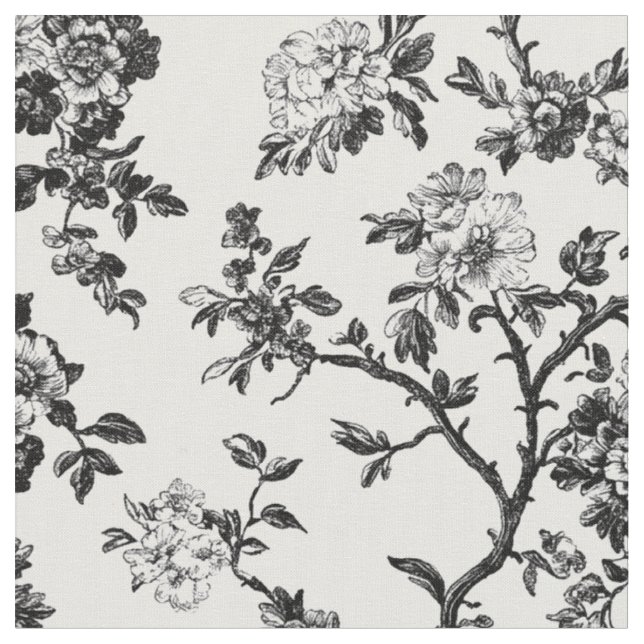 Tissu Motif de toile de branche florale noire (Fermer)
