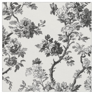 Tissu Motif de toile florale noire antique