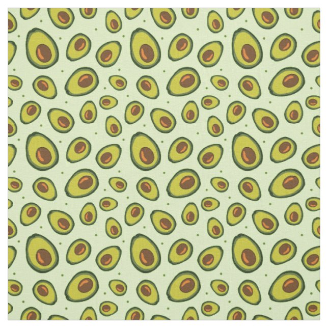 Tissu Motif de tranches de fruits vert et Brown Avocado (Échantillon)