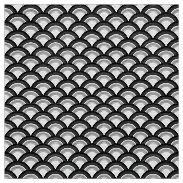 Tissu Motif de vague d'art déco - noir et blanc (Échantillon)