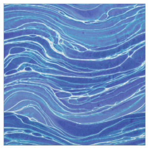 Tissu Motif de vagues abstraites bleues et blanches