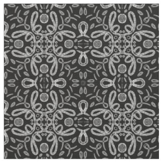 Tissu Motif de verrouillage de croix - blanc sur le noir
