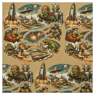 Tissu Motif de vignettes d'art de bande dessinée de scie