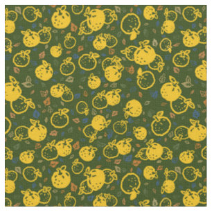Tissu Motif de Yuzu (vert olive) Style de chute japonai