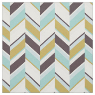Tissu Motif de zigzag géométrique chic turquoise brun or