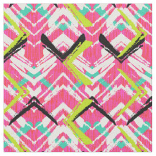 Tissu Motif de zigzag rose tiré par la main