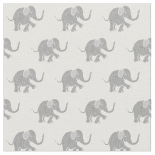 Tissu Motif d'éléphant de bébé gris mou