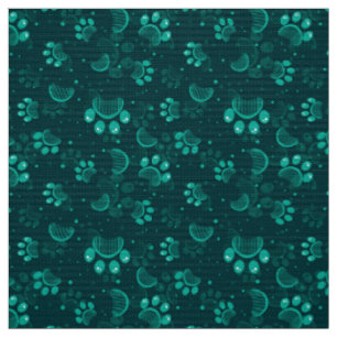 Tissu Motif d'empreinte de patte dans la couleur verte