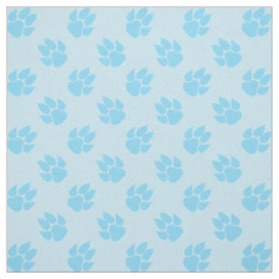 Tissu Motif d'empreintes de pattes de chien bleu clair