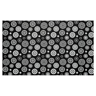 Tissu Motif d'engrenages 070819 - Blanc sur noir