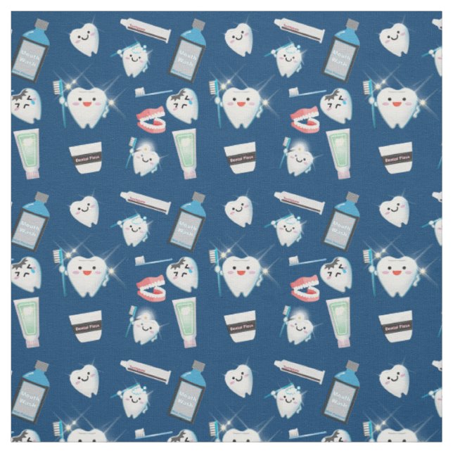 Tissu Motif dentaire - Bleu foncé (Échantillon)
