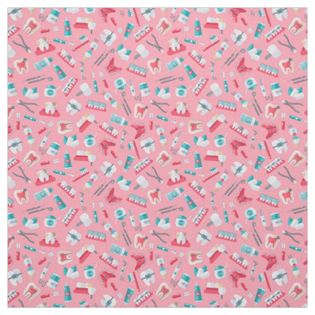 Tissu Motif dentaire rose (Échantillon)