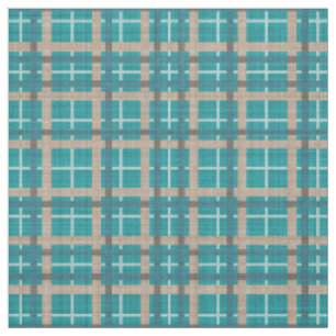 Tissu Motif des Carrés de Tartan Brown bleu bleu Turquo
