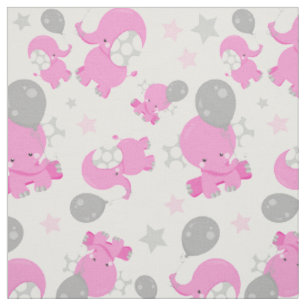 Tissu Motif Des Eléphants Roses, Eléphants Mignons, Étoi