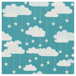 Tissu Motif des étoiles et nuages en chute mûre