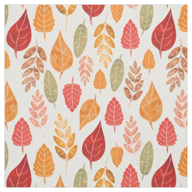 Tissu Motif des feuilles d'automne peintes (Échantillon)