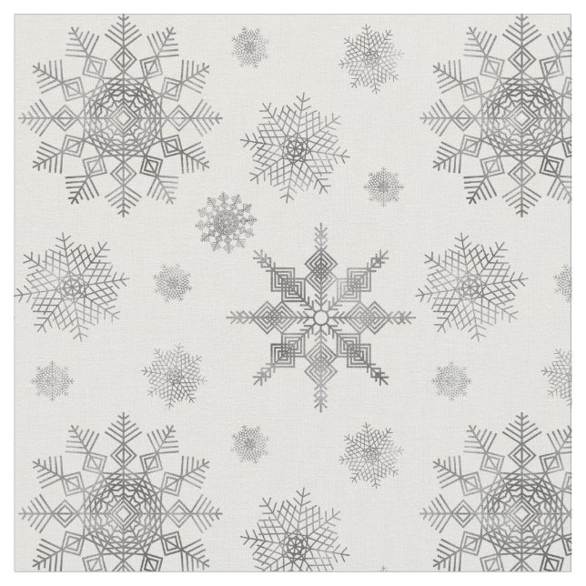 Tissu Motif des flocons de neige gris argent (Fermer)
