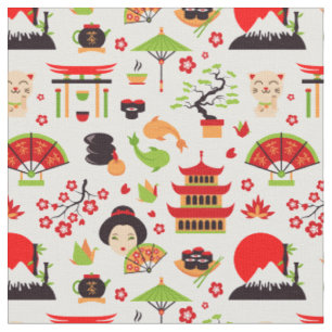 Tissu Motif des icônes japonaises