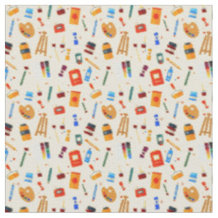 Tissu Motif des outils de l'artiste Aquarelle