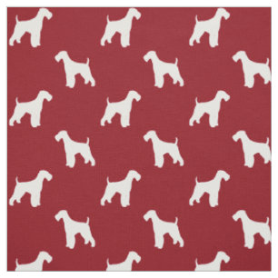 Tissu Motif des silhouettes d'Airedale Terrier rouge et 