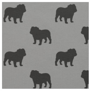 Tissu Motif des silhouettes de Bulldog Gris de race de