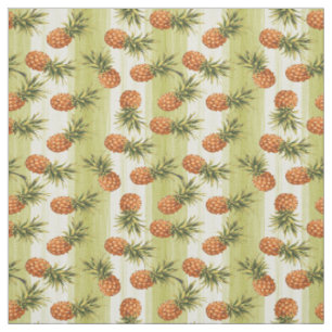 Tissu Motif d'été aux fruits d'ananas vert orange jaune