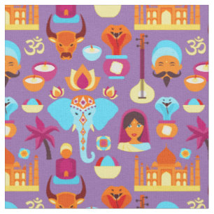 Tissu Motif d'icônes indiennes