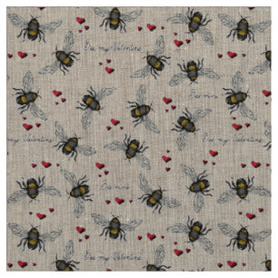 Tissu Motif d'illustration de la mine d'abeilles de lin 
