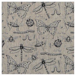 Tissu Motif d'illustration de lin naturel