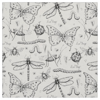 Tissu Motif d'illustration pour les insectes élégants de