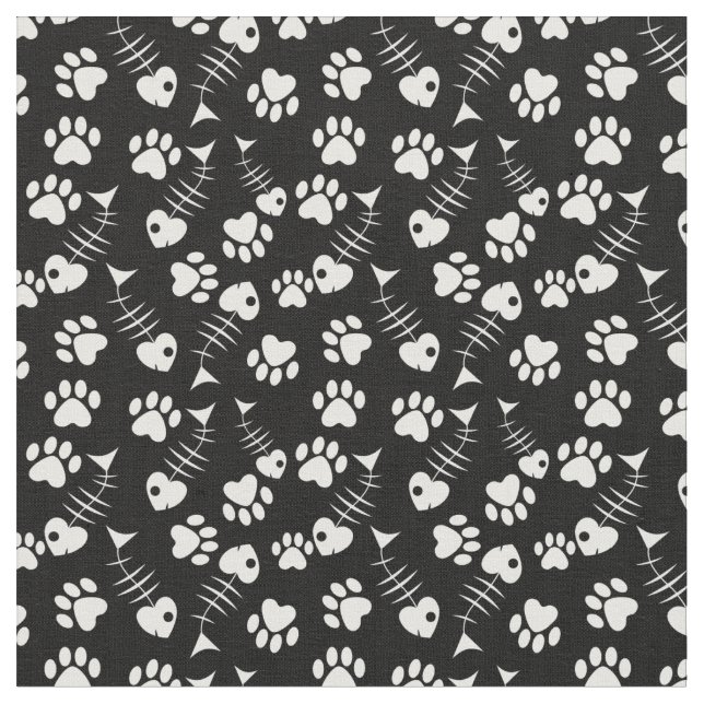 Tissu motif d'impression de chat d'os de poissons (Fermer)