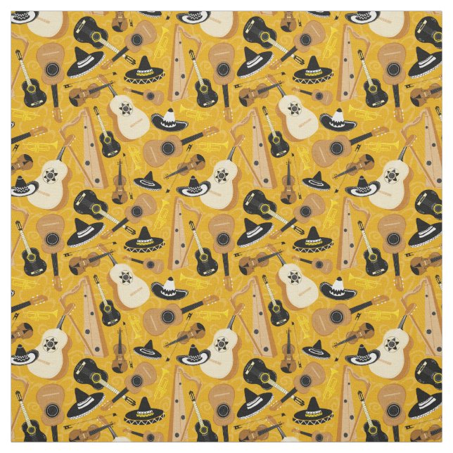 Tissu Motif d'instruments Mariachi Band (Échantillon)