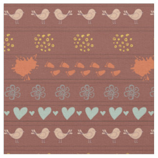 Tissu Motif d'oiseaux, de points, de pieds