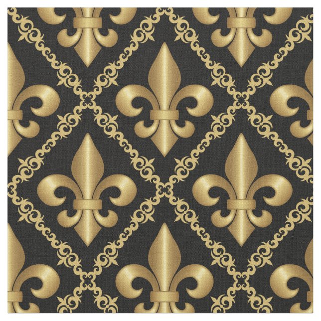 Tissu Motif doré à fleurs de lis (Fermer)